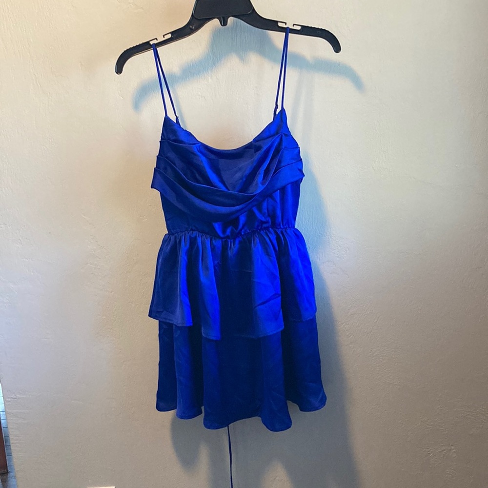 Lucy in the Sky Homecoming Dress 100 percent polyester…shiny blue…never worn